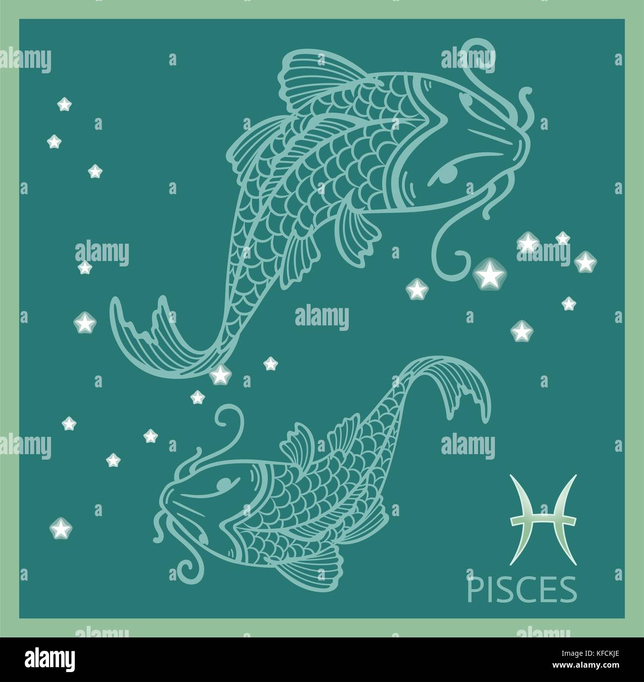 Pisces zodiac sign, constellation. Stock Vector