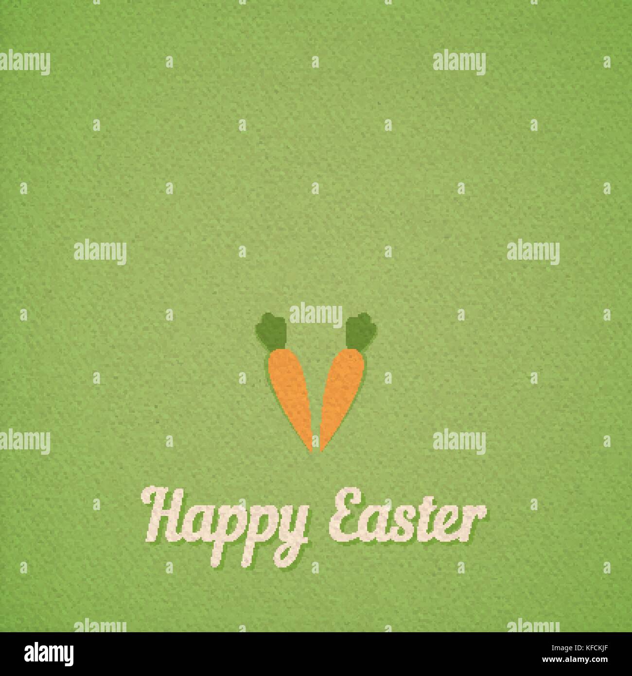 Vector Easter carrot green background, realistic paper effect color