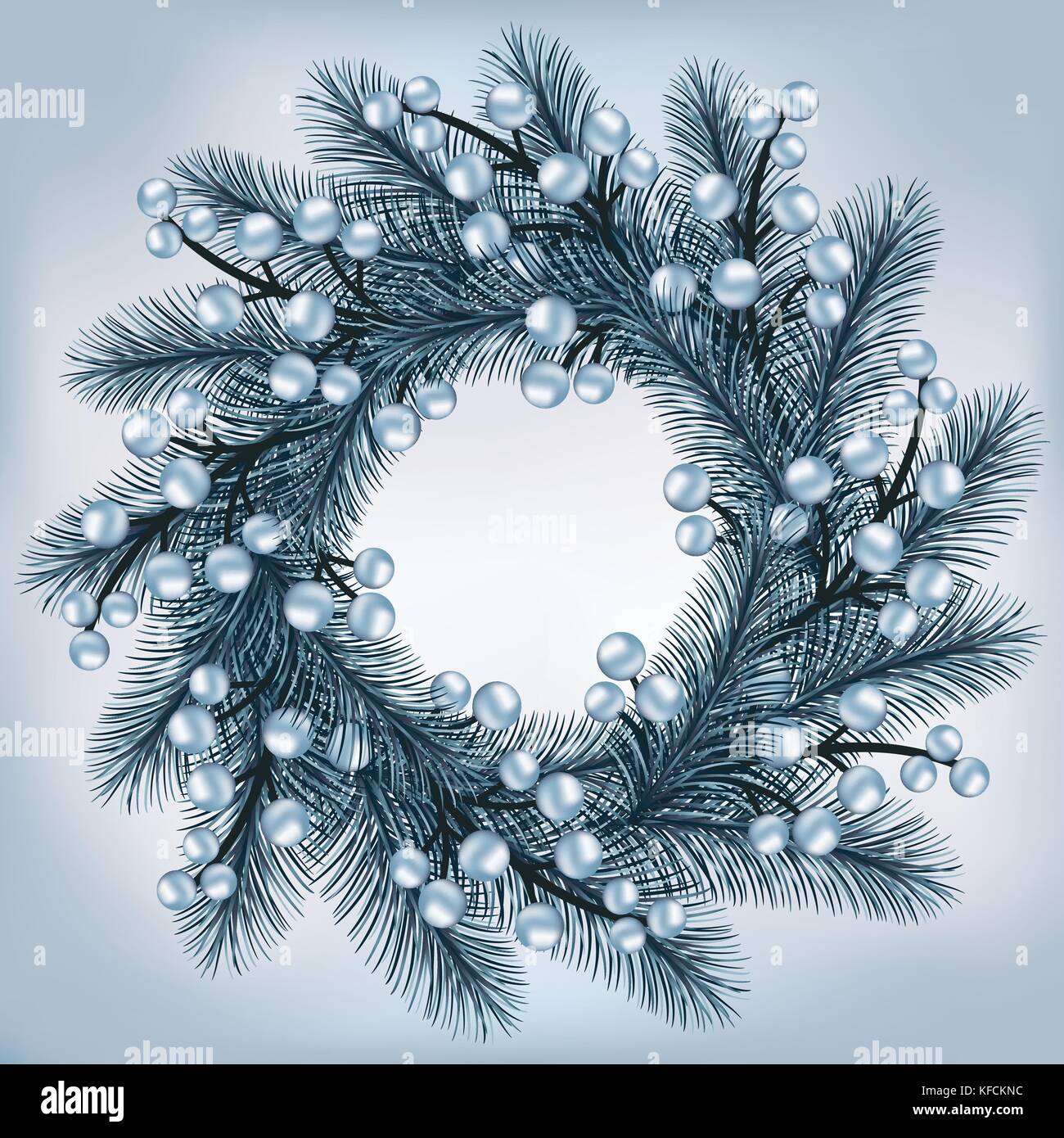 Christmas wreath with silver fir branches and berries Stock Vector ...
