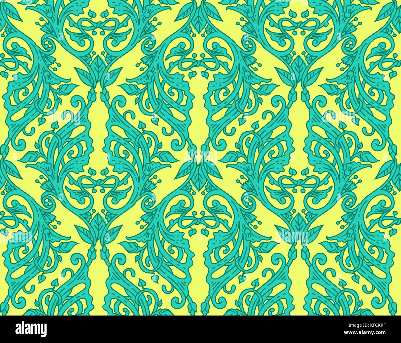 Vector illustration of vintage victorian ornate wallpaper with folk bright background ornament Stock Vector
