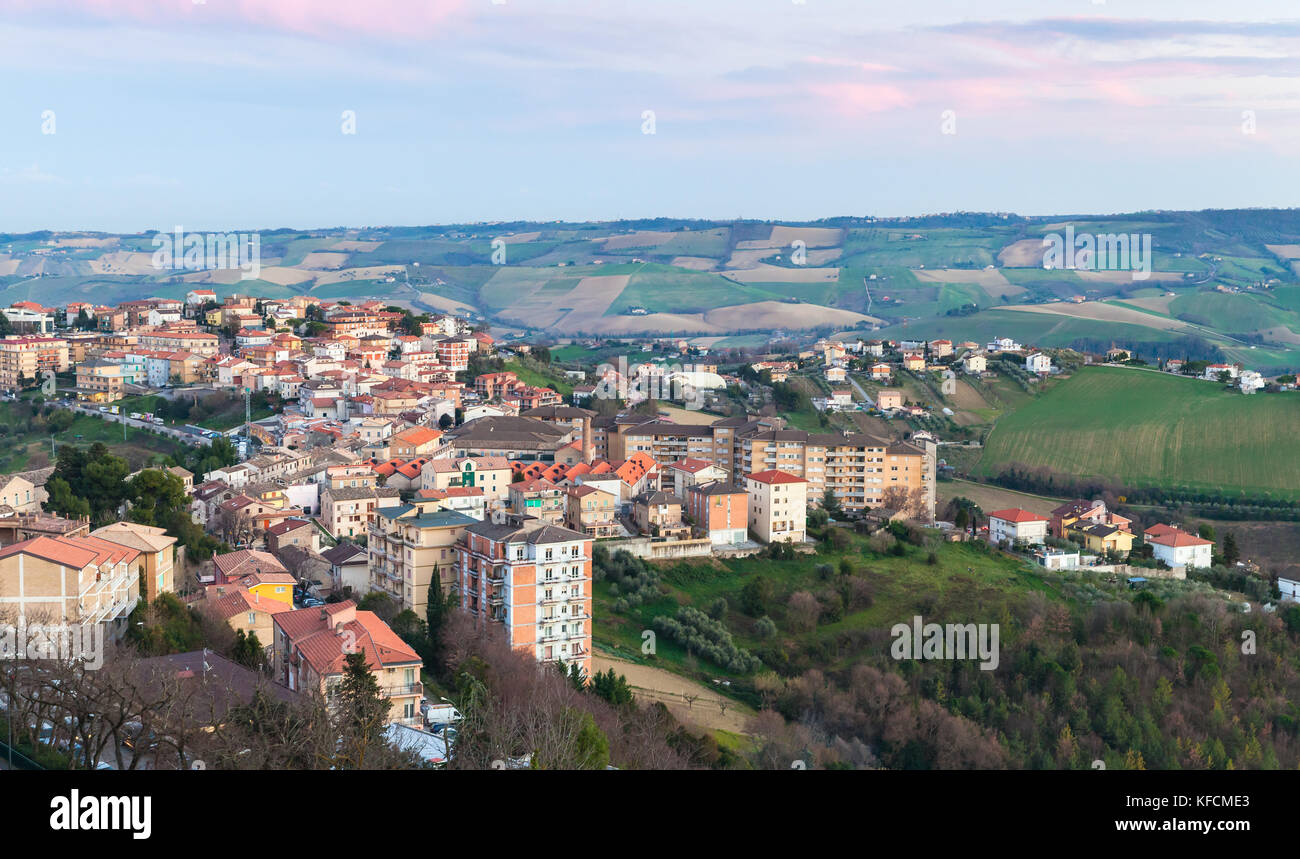 Italian town, rural landscape. Province of Fermo, Italy Stock Photo