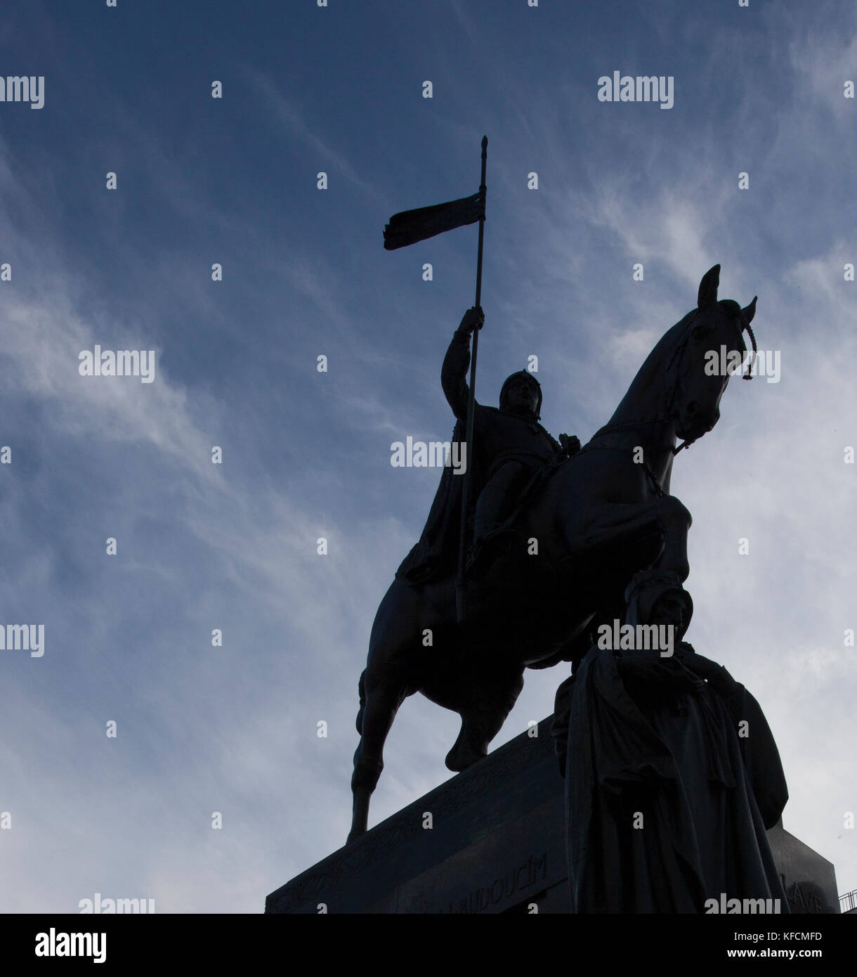 Saint Wenceslas statue the patron saint of Bohemia in  wenceslas square Prague Stock Photo