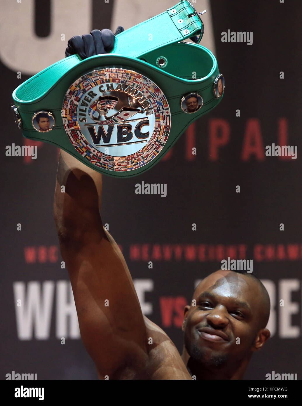 Dillian Whyte during the weigh-in at Motorpoint Arena Cardiff Stock