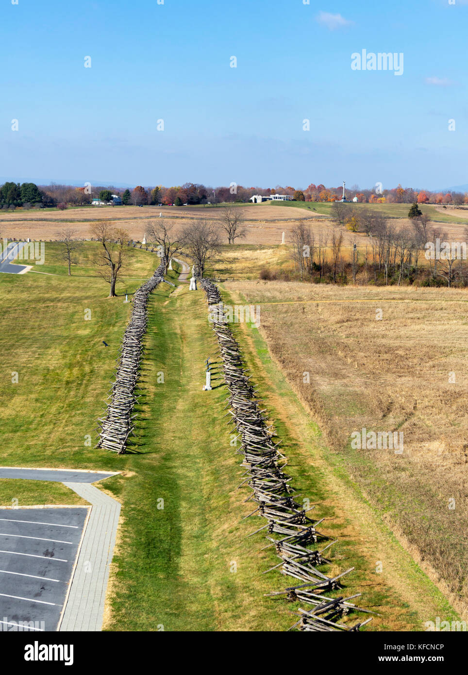 Bloody Lane (Sunken Road) looking towards the Visitor Center, Antietam National Battlefield, Sharpsburg, Maryland, USA Stock Photo
