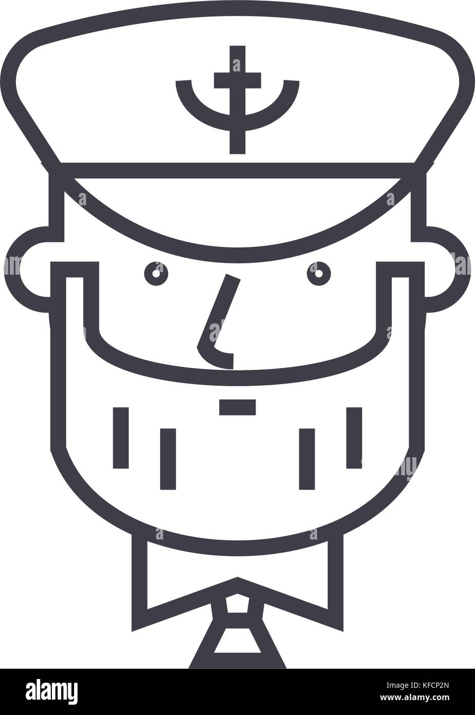 captain with nautical hat concept vector thin line icon, symbol, sign ...