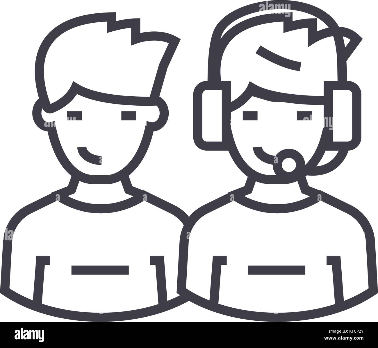 client support team concept vector thin line icon, symbol, sign ...