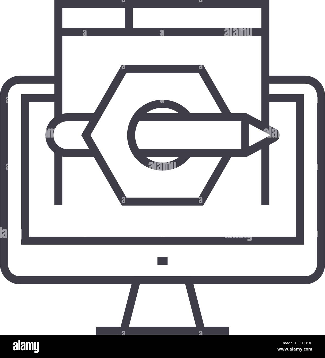 content marketing concept vector thin line icon, symbol, sign ...