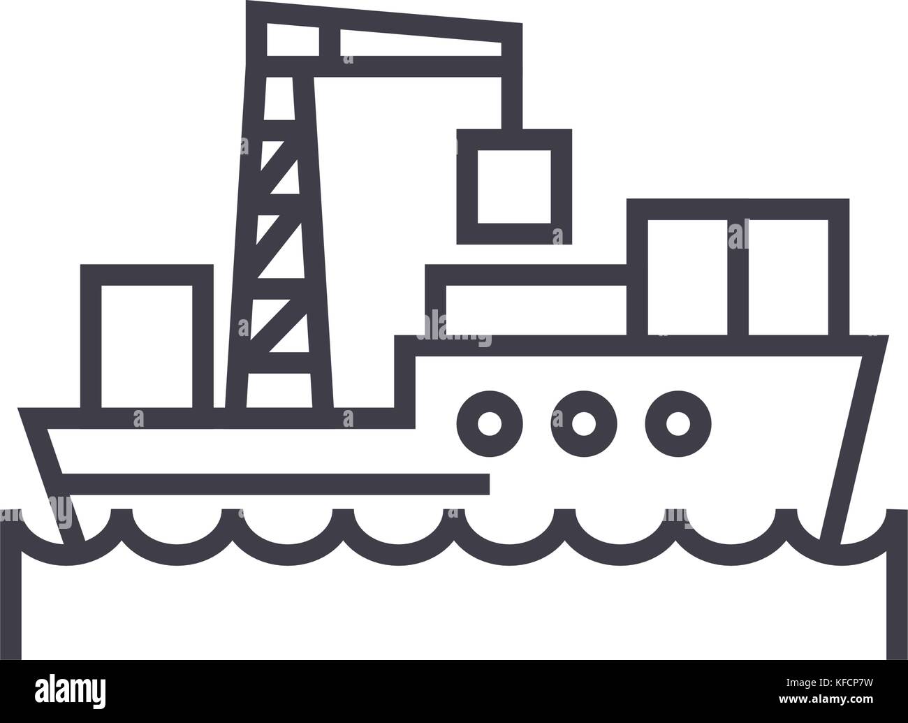 sea logistics, ship concept vector thin line icon, symbol, sign ...