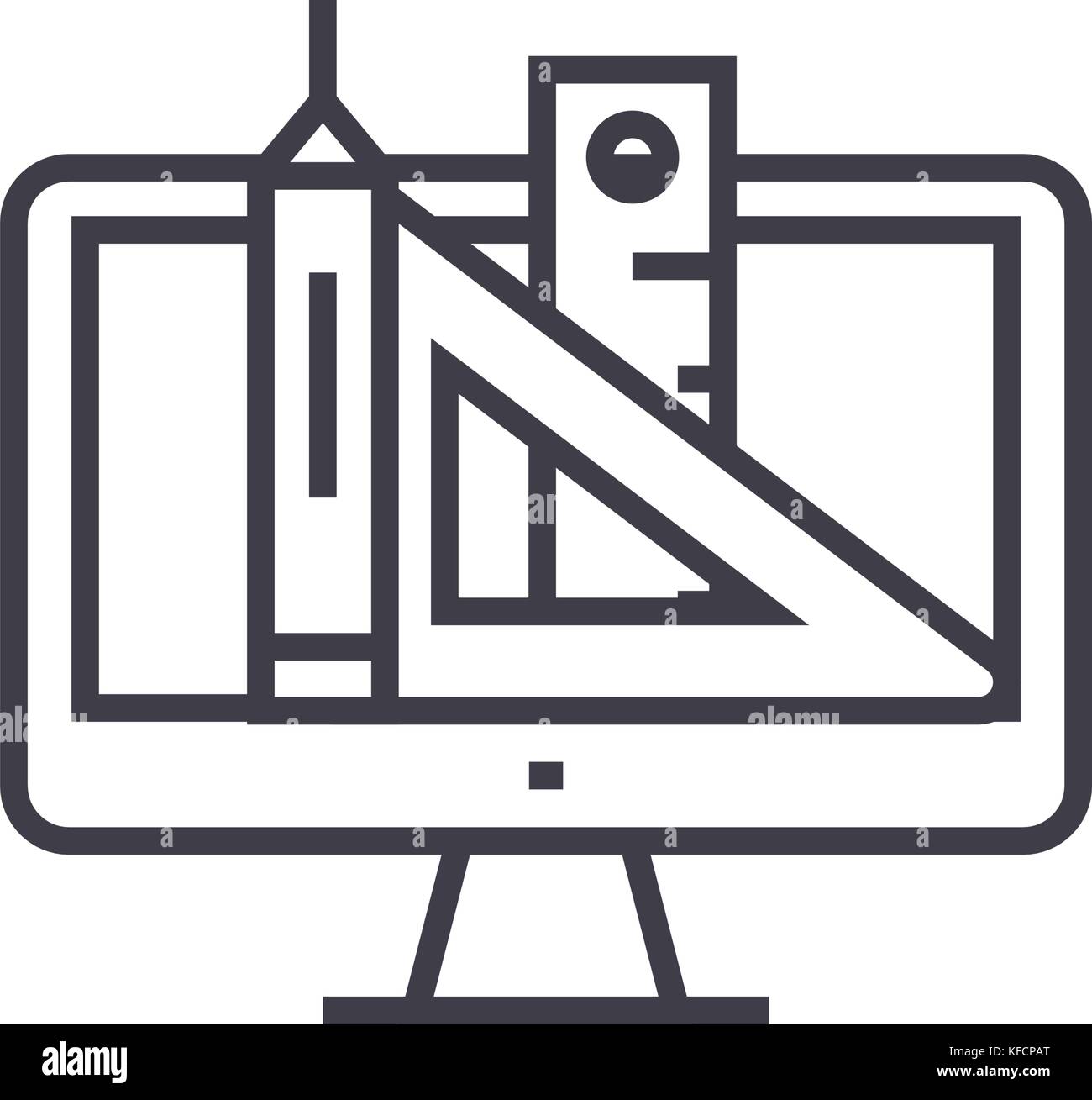 web design, pen, ruler, tools concept vector thin line icon, symbol ...