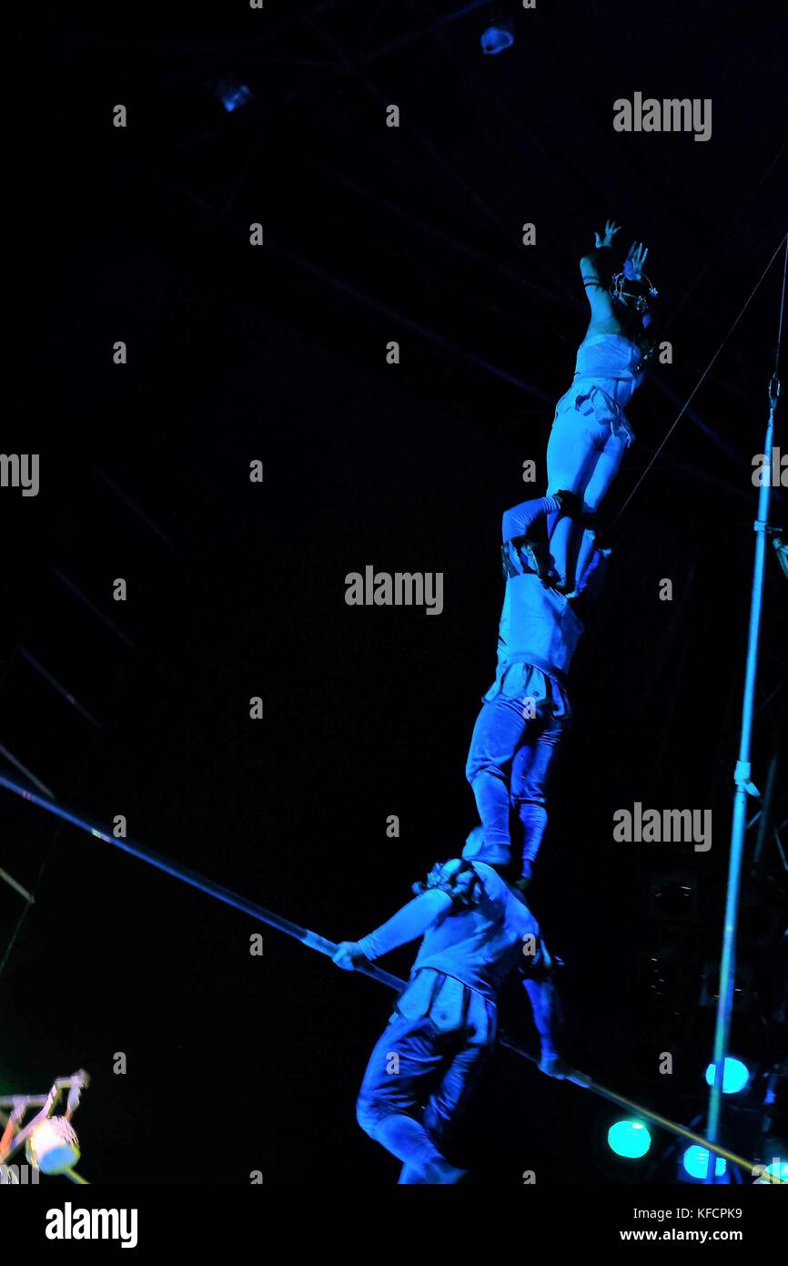 circus performers tight rope walker Stock Photo - Alamy