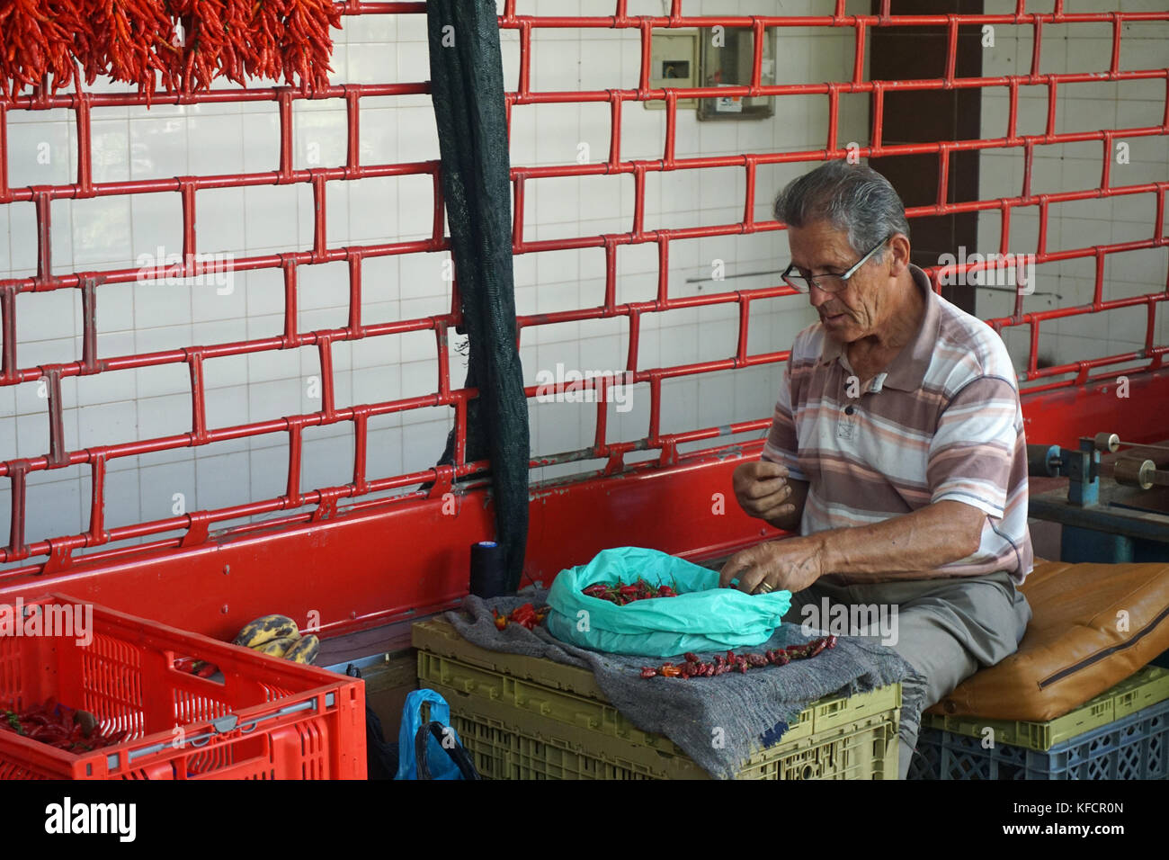 Chilli man at work Stock Photo - Alamy