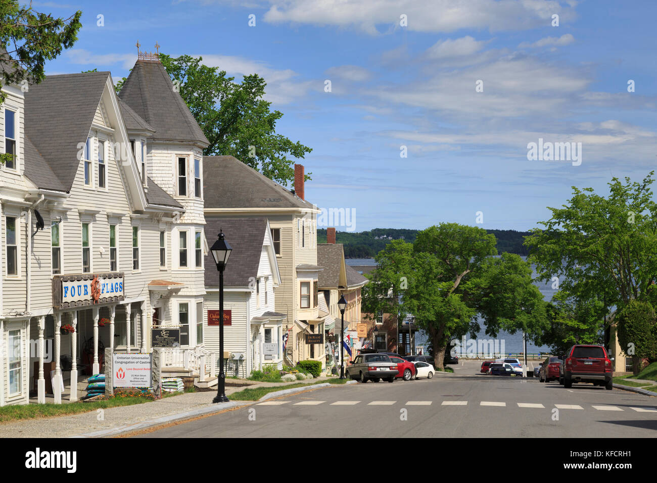 Main Street Penobscot Bay on Blue Hill Peninsula, Castine, Maine, USA