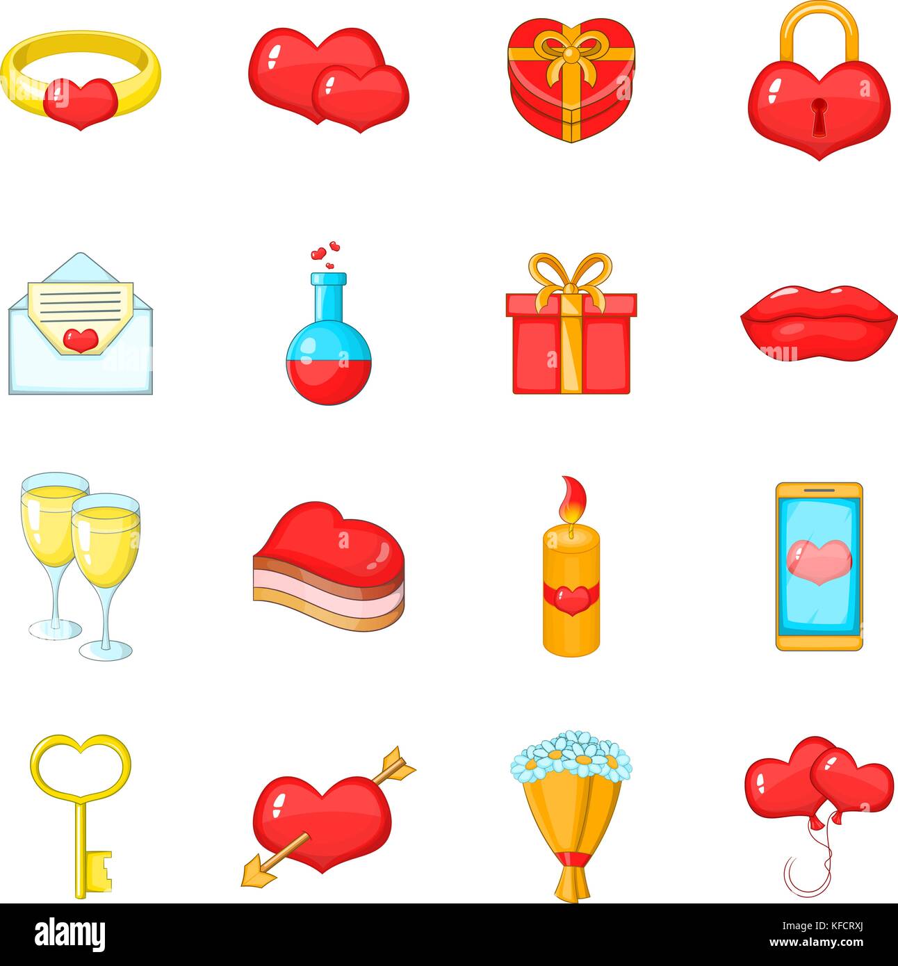 Saint Valentine day icons set, cartoon style Stock Vector Image & Art ...