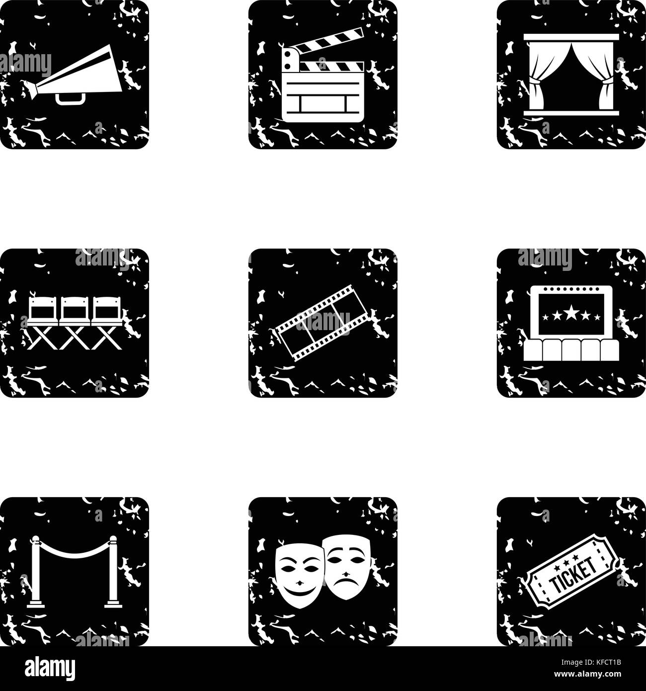 Cinema icons set, grunge style Stock Vector Image & Art - Alamy