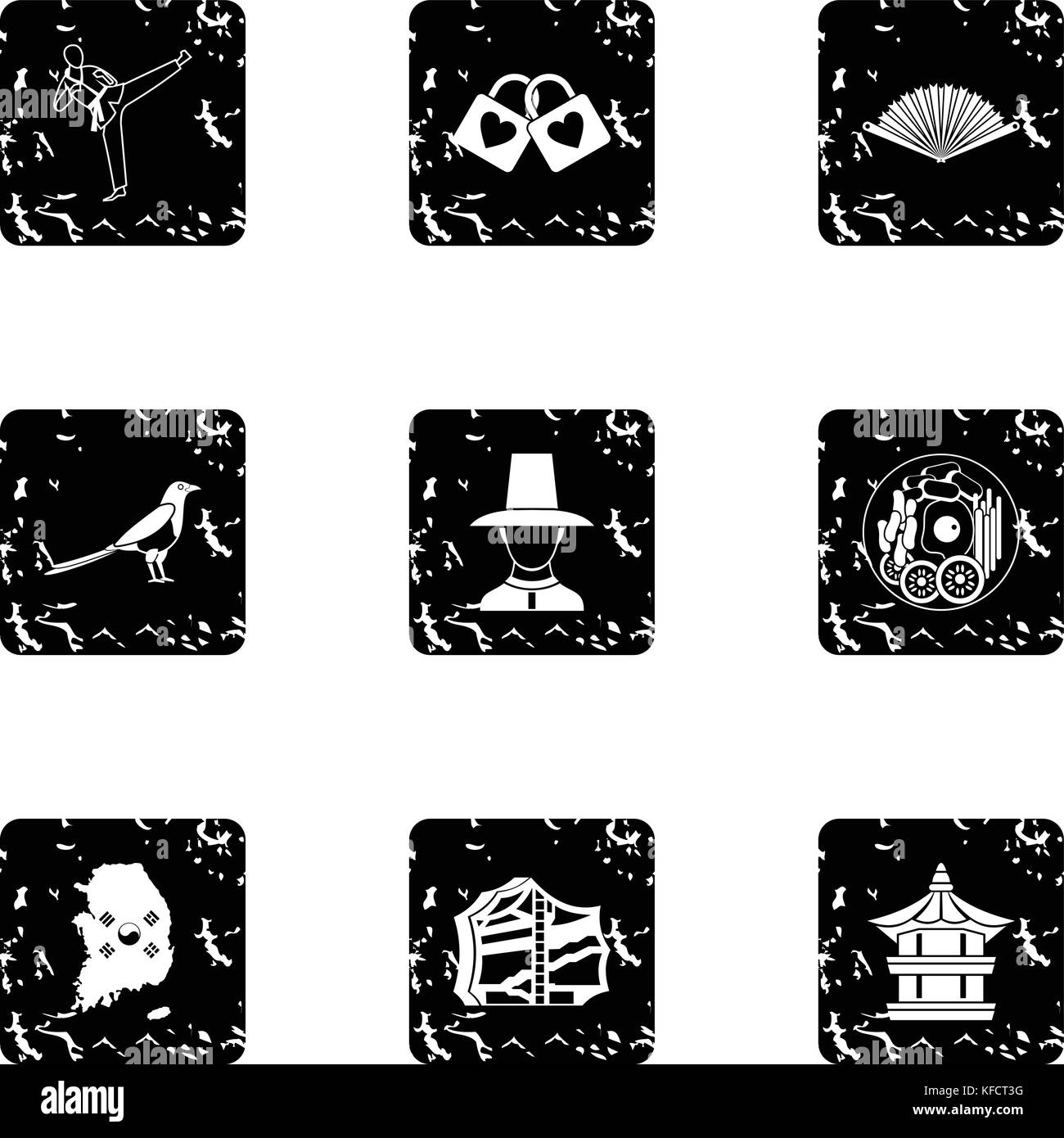 South Korea icons set, grunge style Stock Vector Image & Art - Alamy