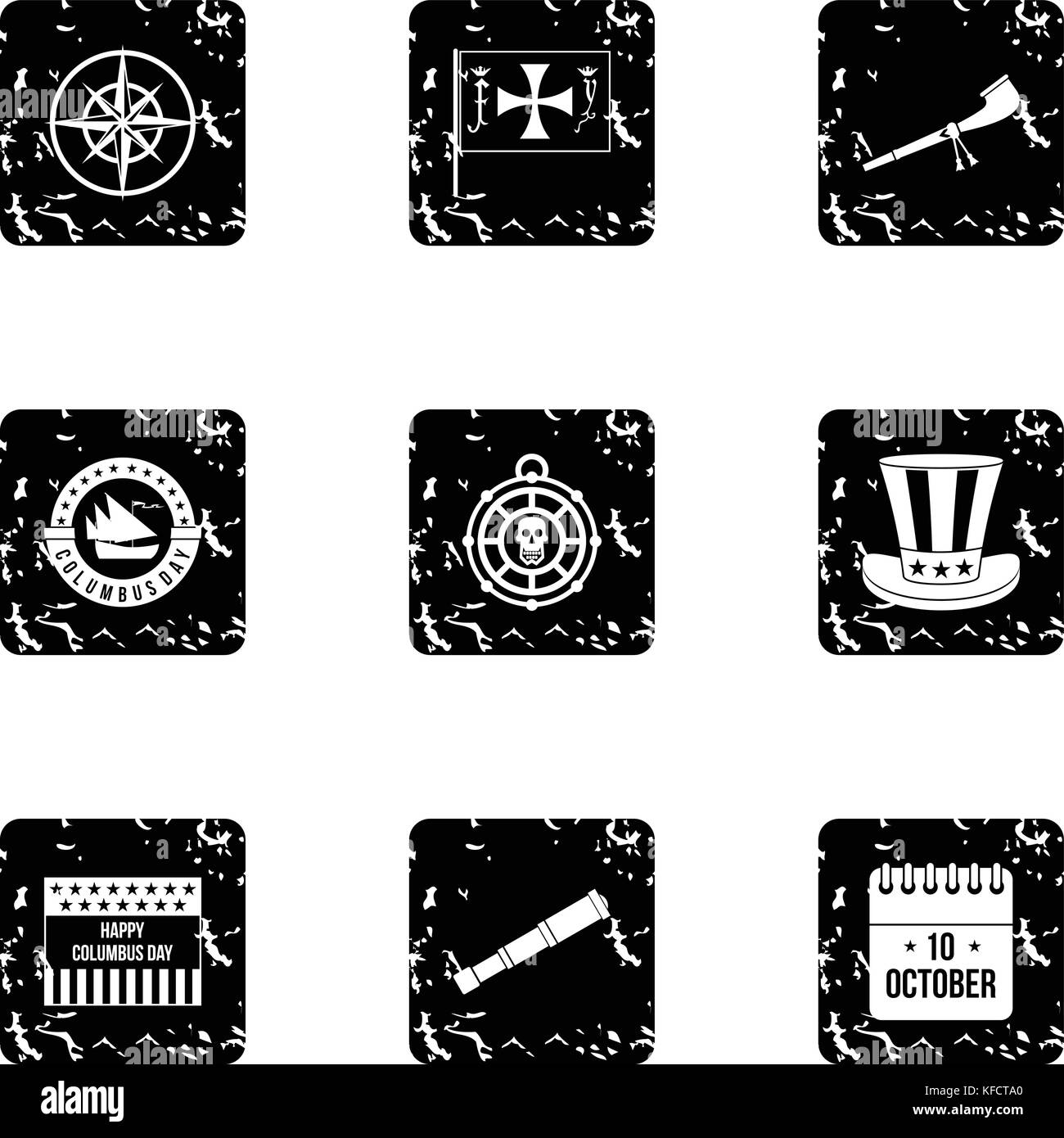 Search of mainland icons set, grunge style Stock Vector Image & Art - Alamy