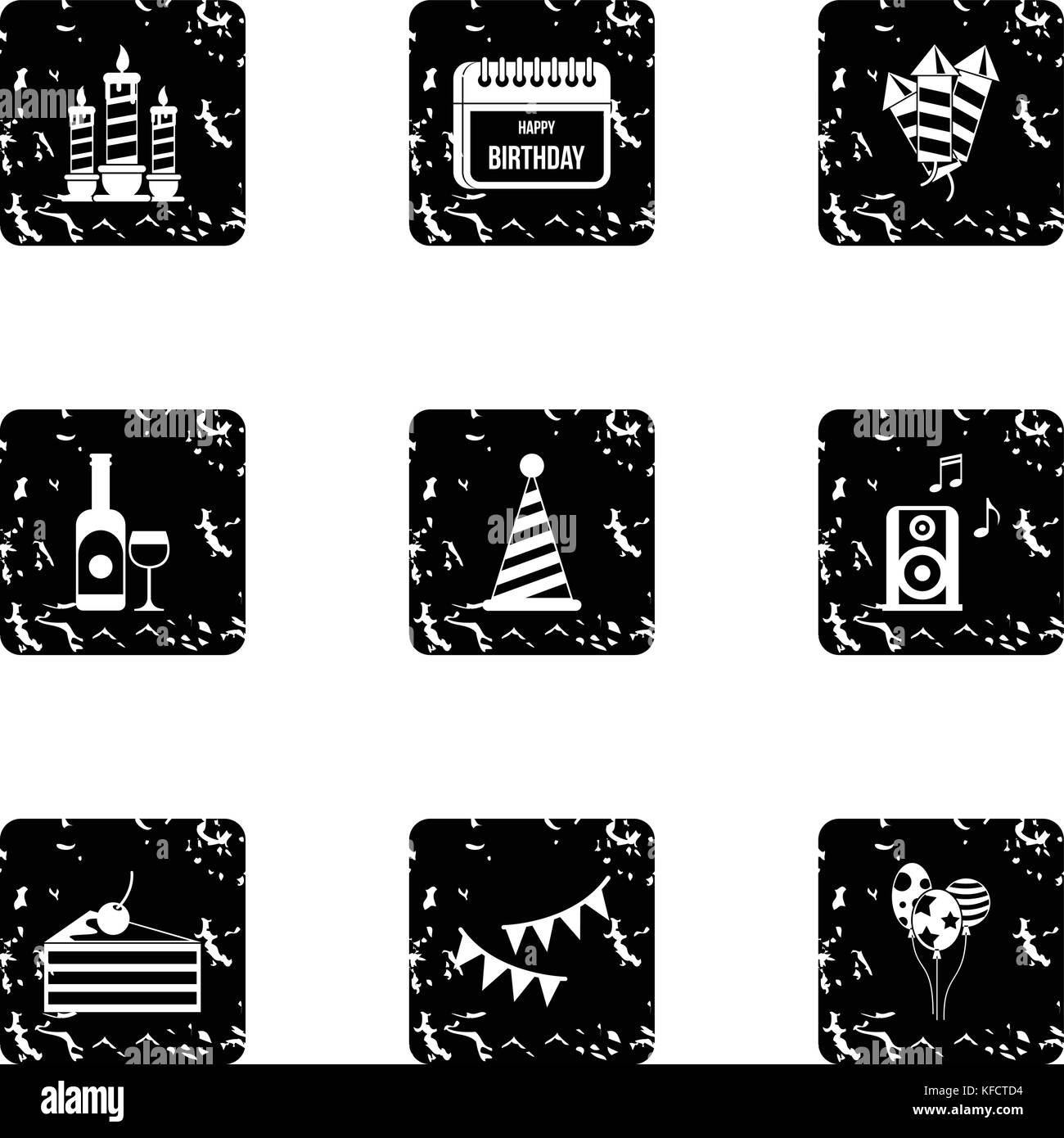 Children party icons set, grunge style Stock Vector Image & Art - Alamy