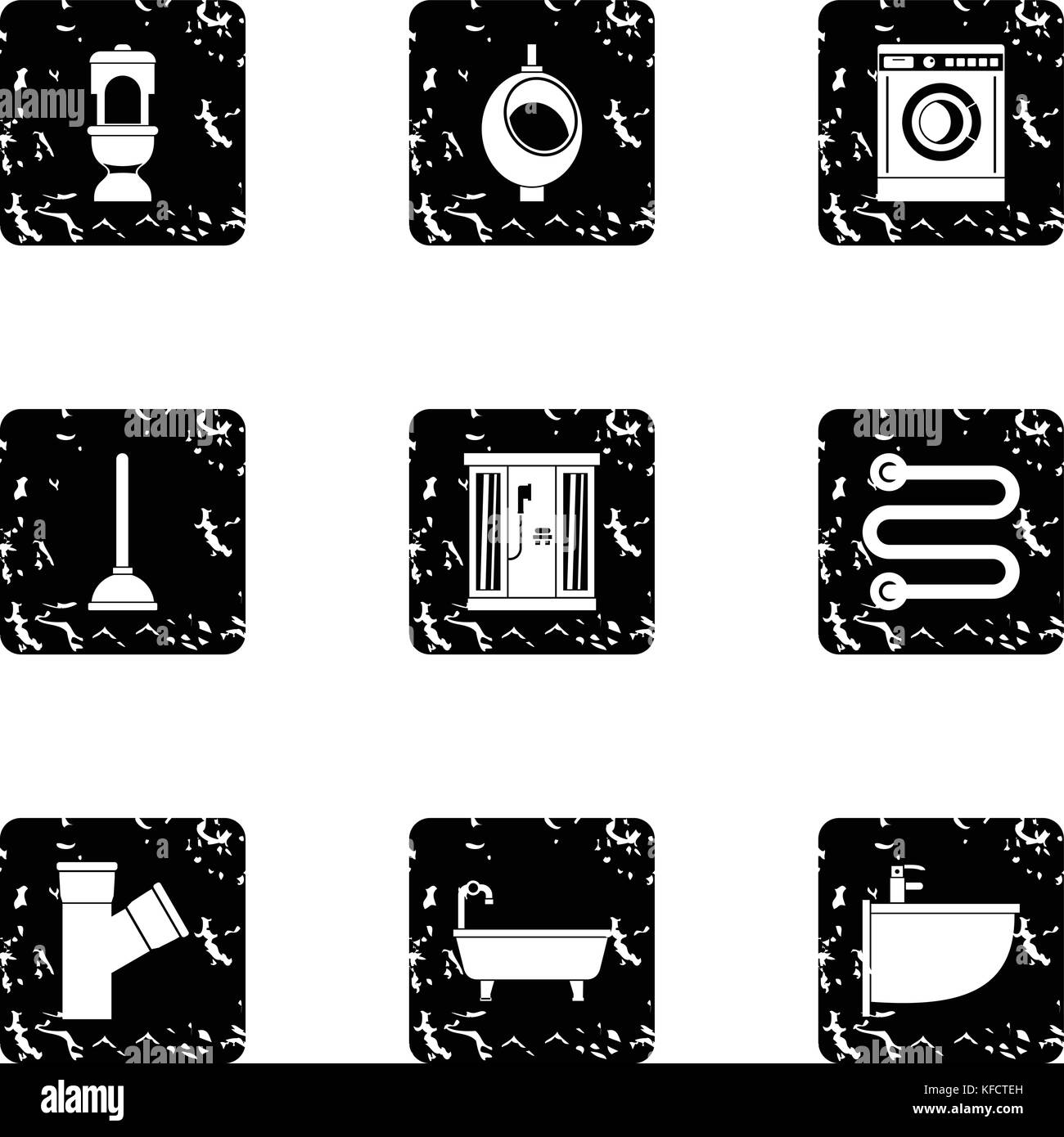 Plumbing icons set, grunge style Stock Vector Image & Art - Alamy