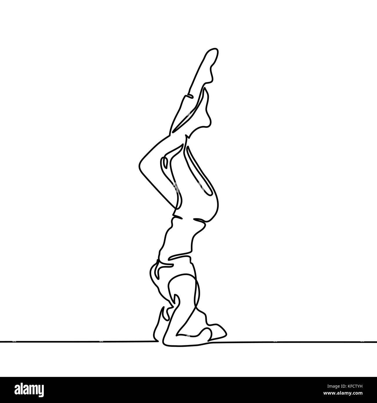 Continuous line drawing. Woman doing exercise in yoga pose. Vector ...