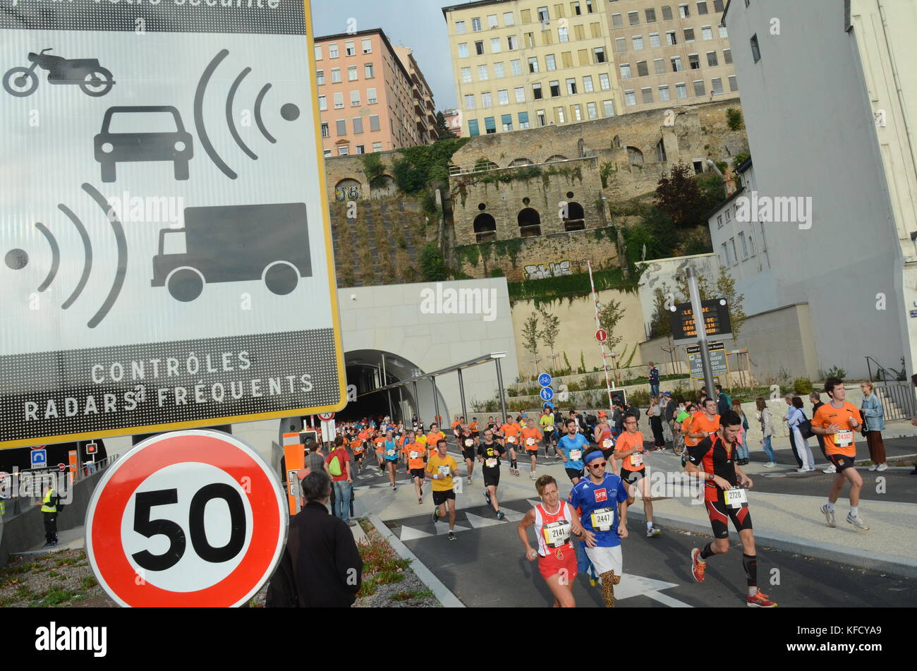 Lyon Marathon snapshots, Lyon, France Stock Photo Alamy