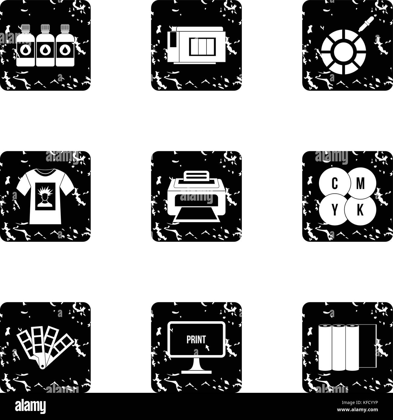 Print icons set, grunge style Stock Vector Image & Art - Alamy