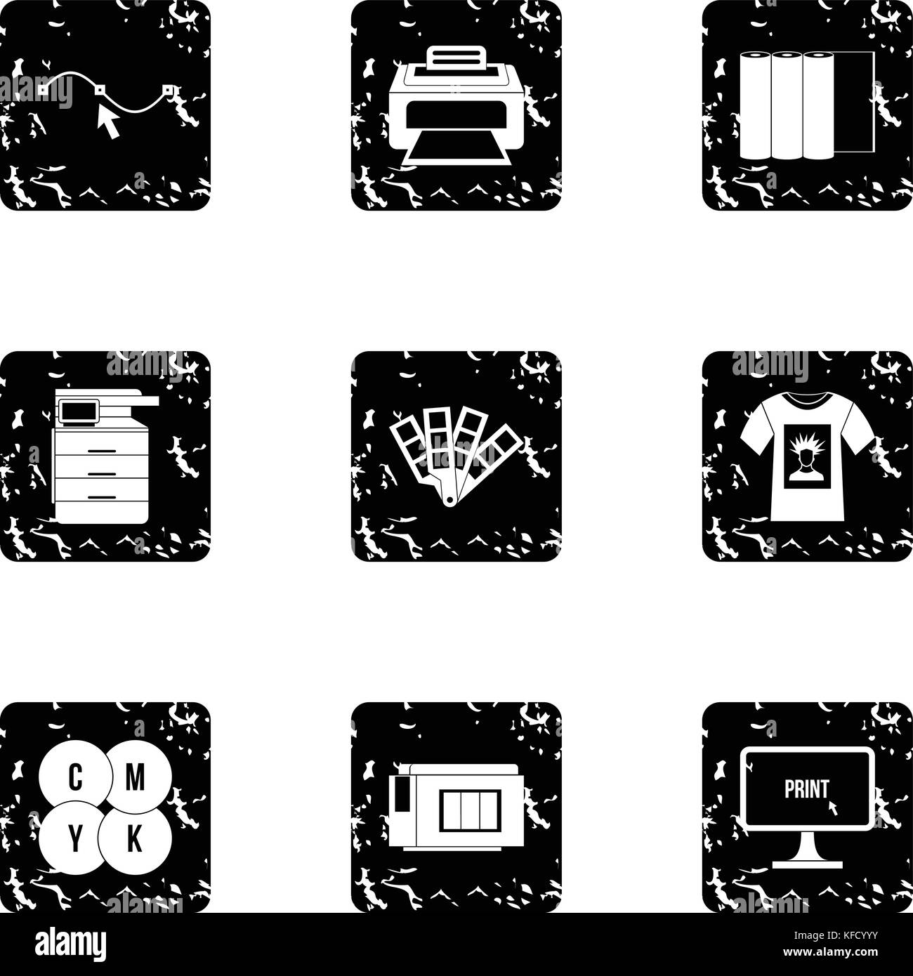 Printing icons set, grunge style Stock Vector Image & Art - Alamy