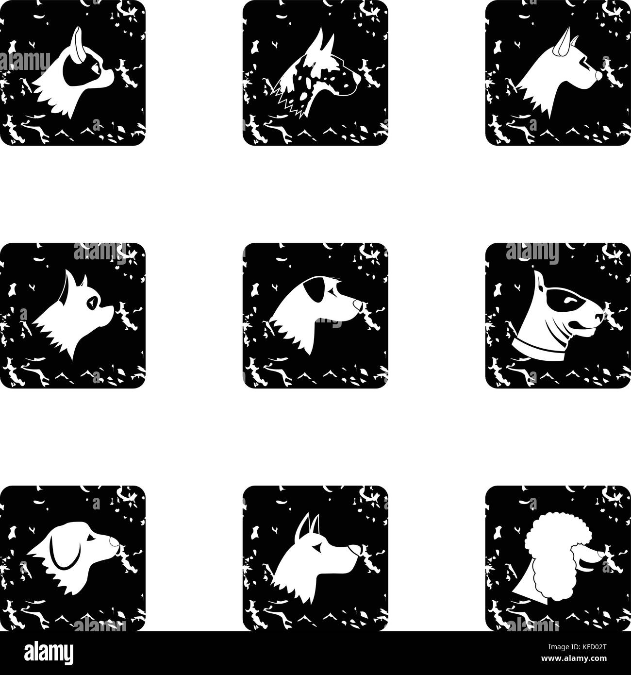 Faithful friend dog icons set, grunge style Stock Vector