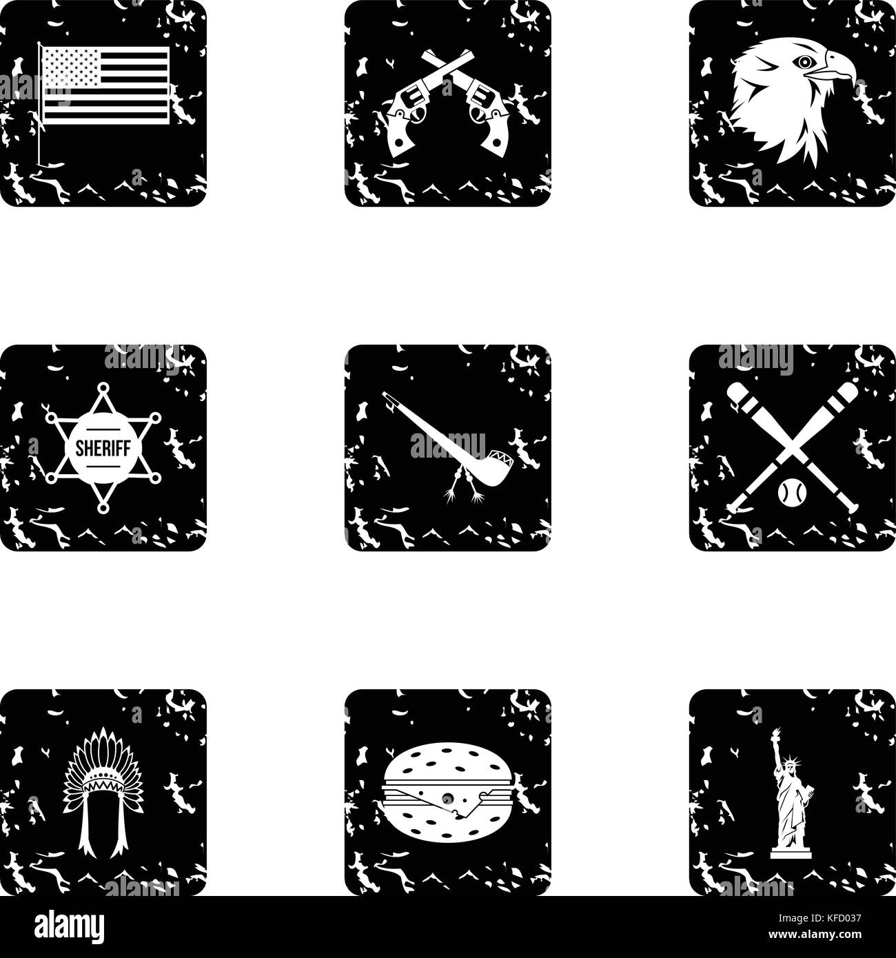 Attractions of USA icons set, grunge style Stock Vector Image & Art - Alamy