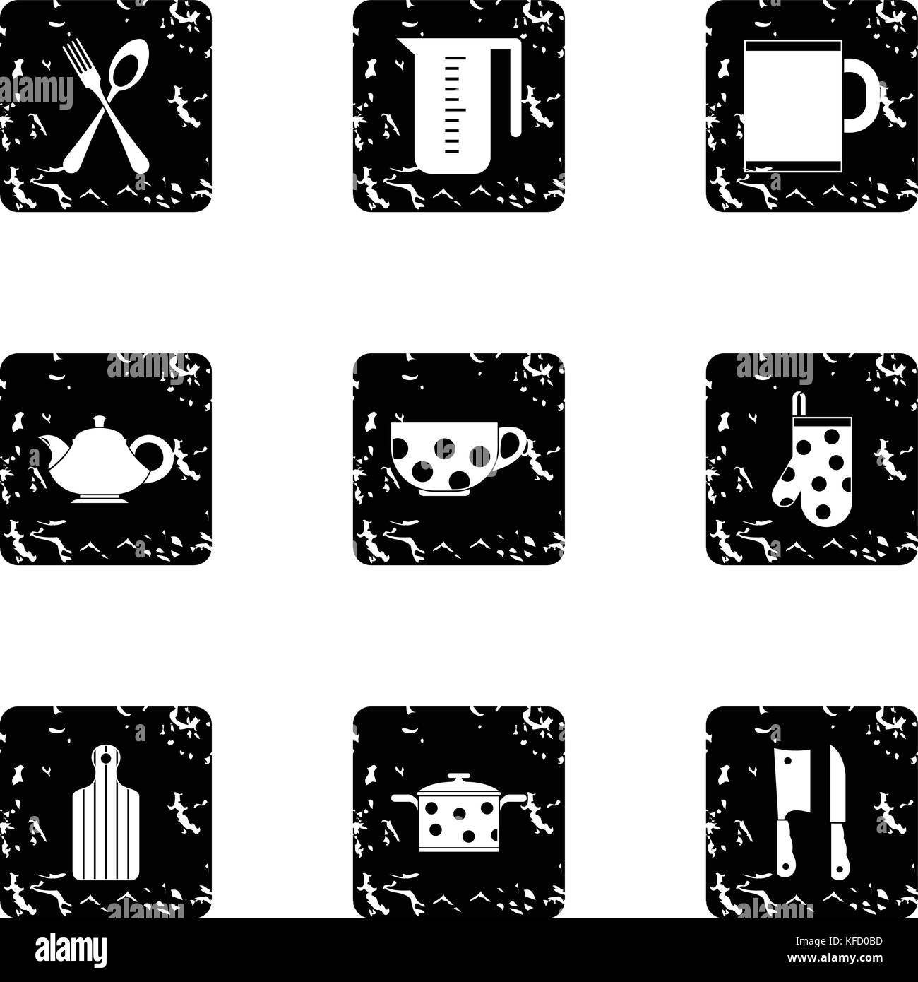 Dishes icons set, grunge style Stock Vector Image & Art - Alamy