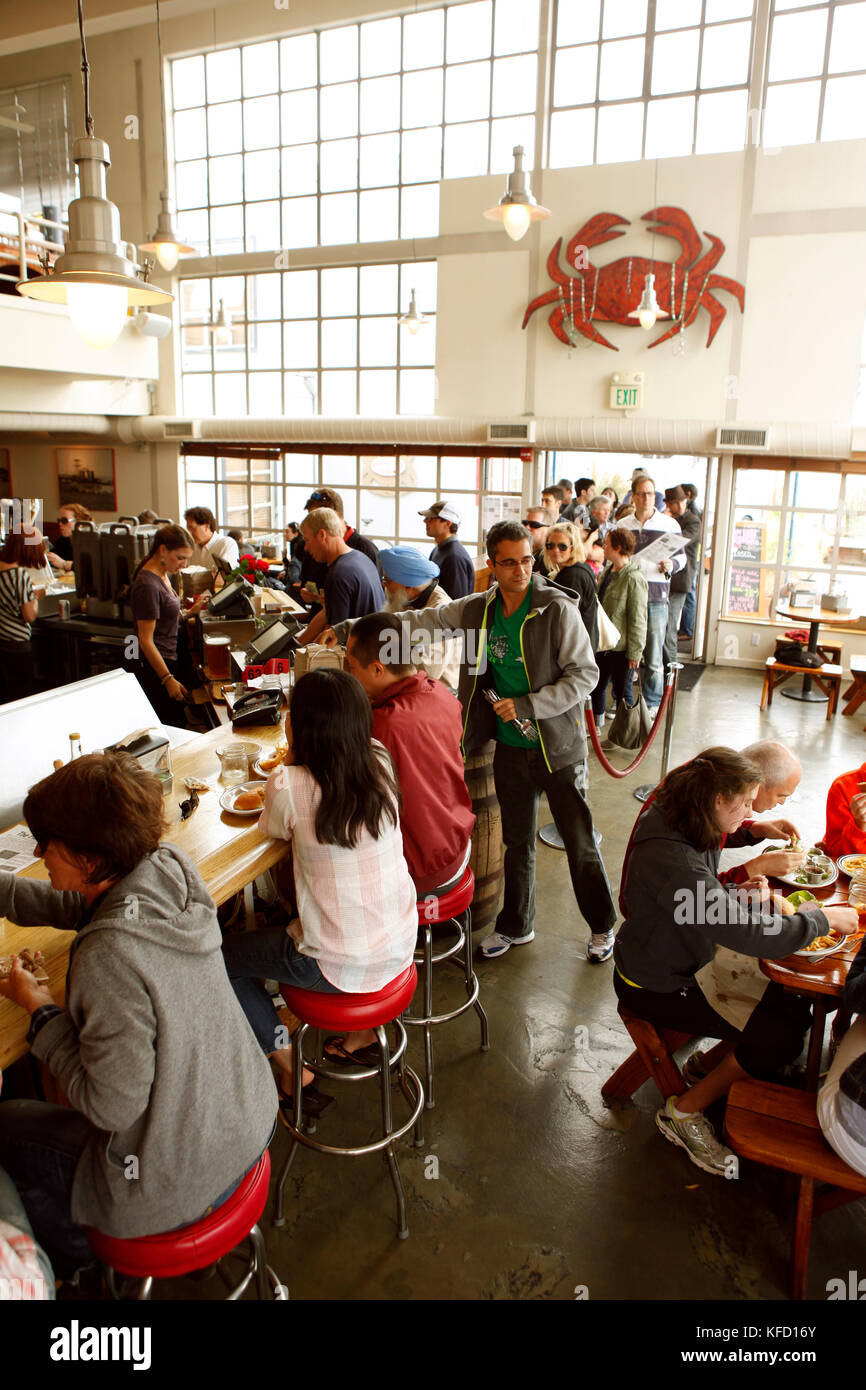 USA, California, Sausalito, always a long line for food at Fish Restaurant  Stock Photo - Alamy