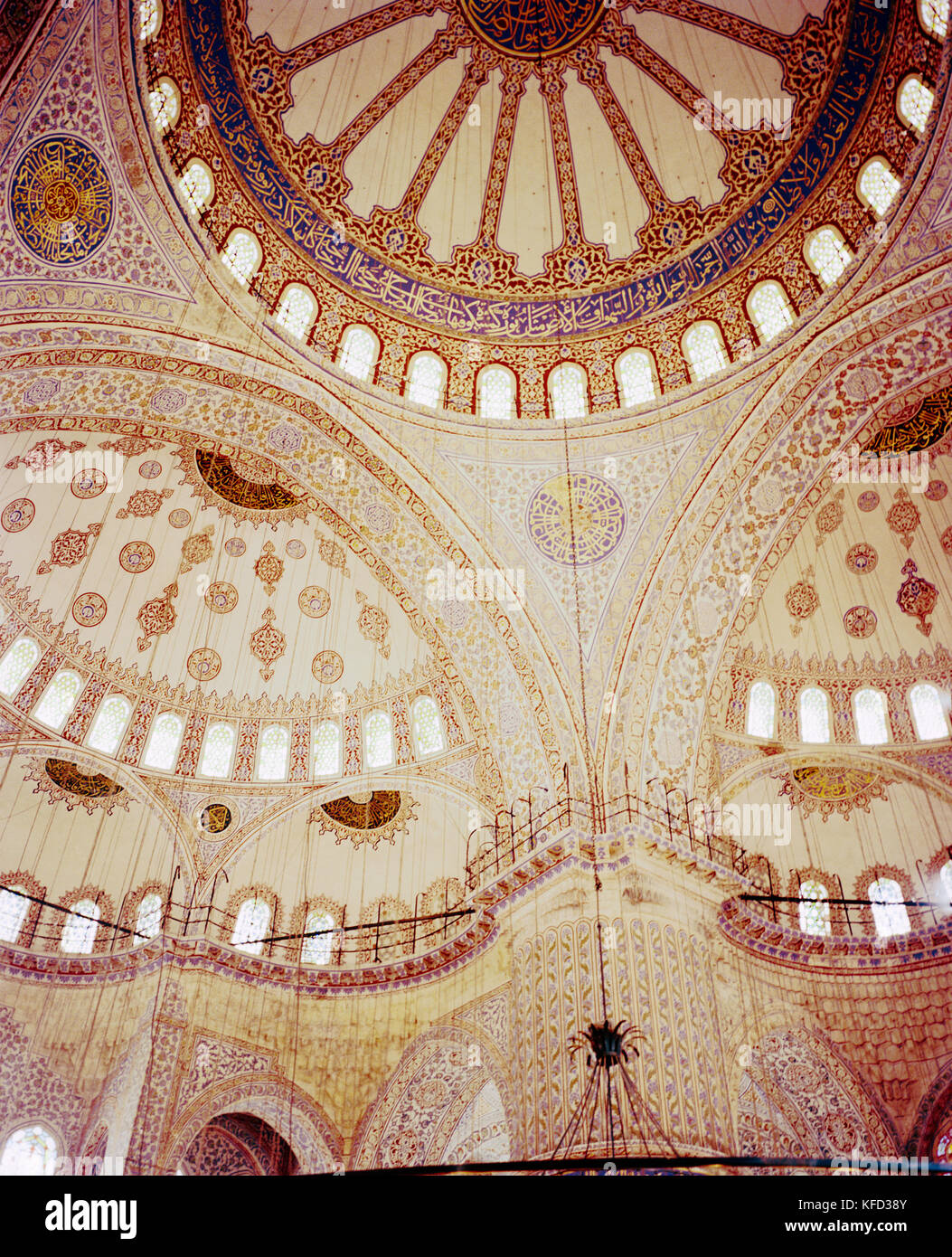 TURKEY, Istanbul, interior detail of blue mosque of Sultan Ahmed Stock ...