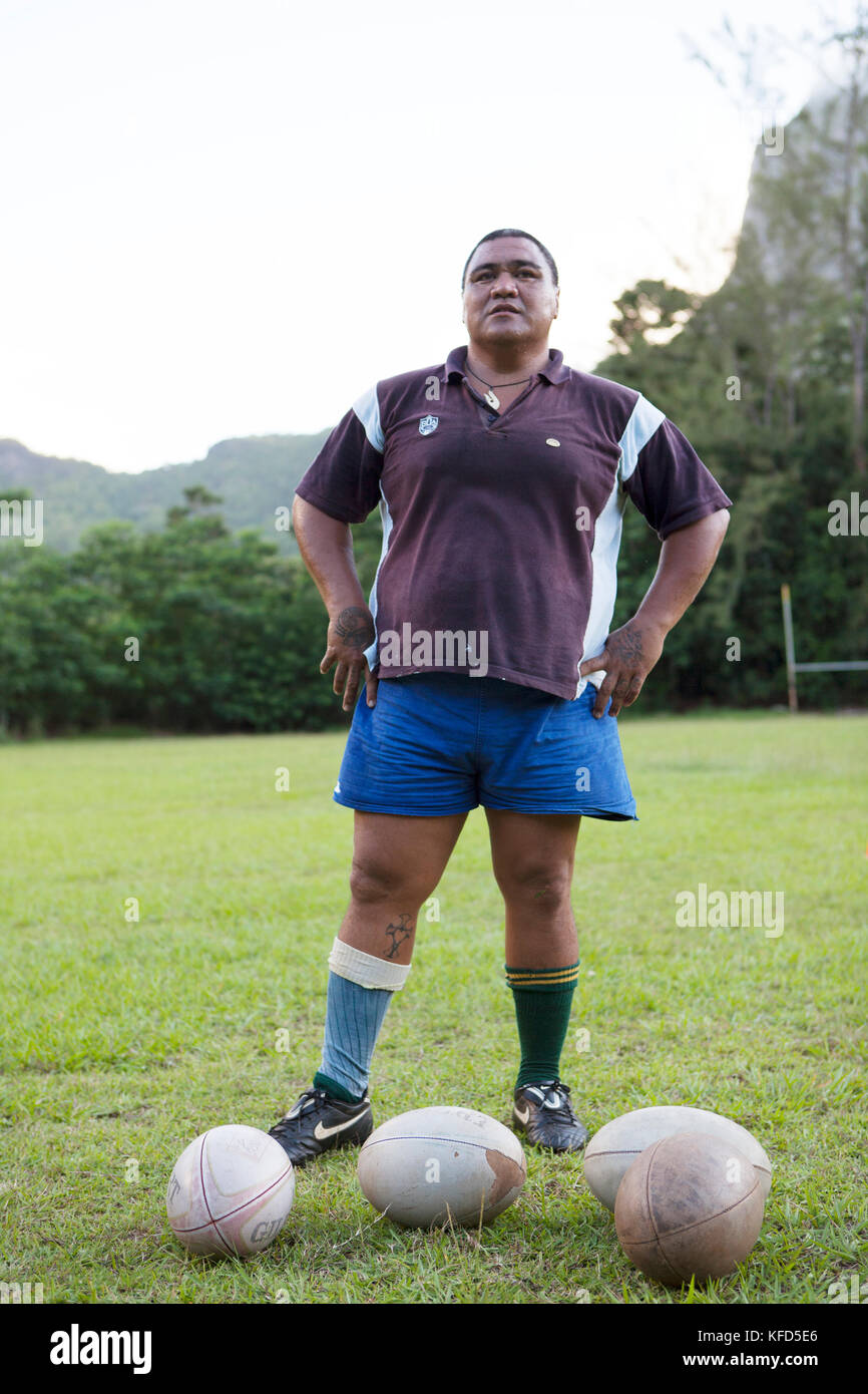 FRENCH POLYNESIA, Moorea. A local rugby team called Team Rotui