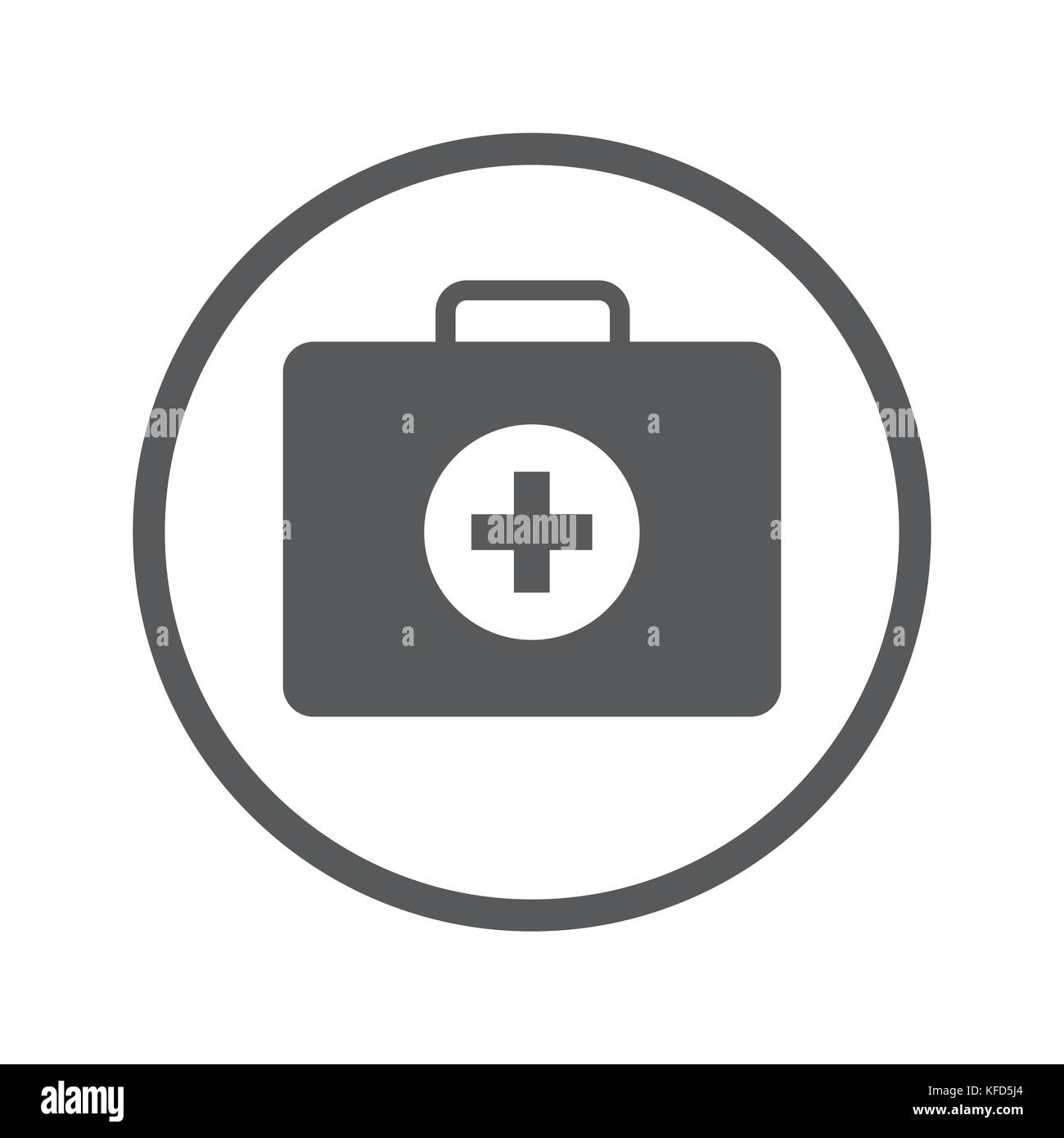 Linear First Aid Box icon, iconic symbol inside a circle, on white background. Vector Iconic Design. Stock Vector