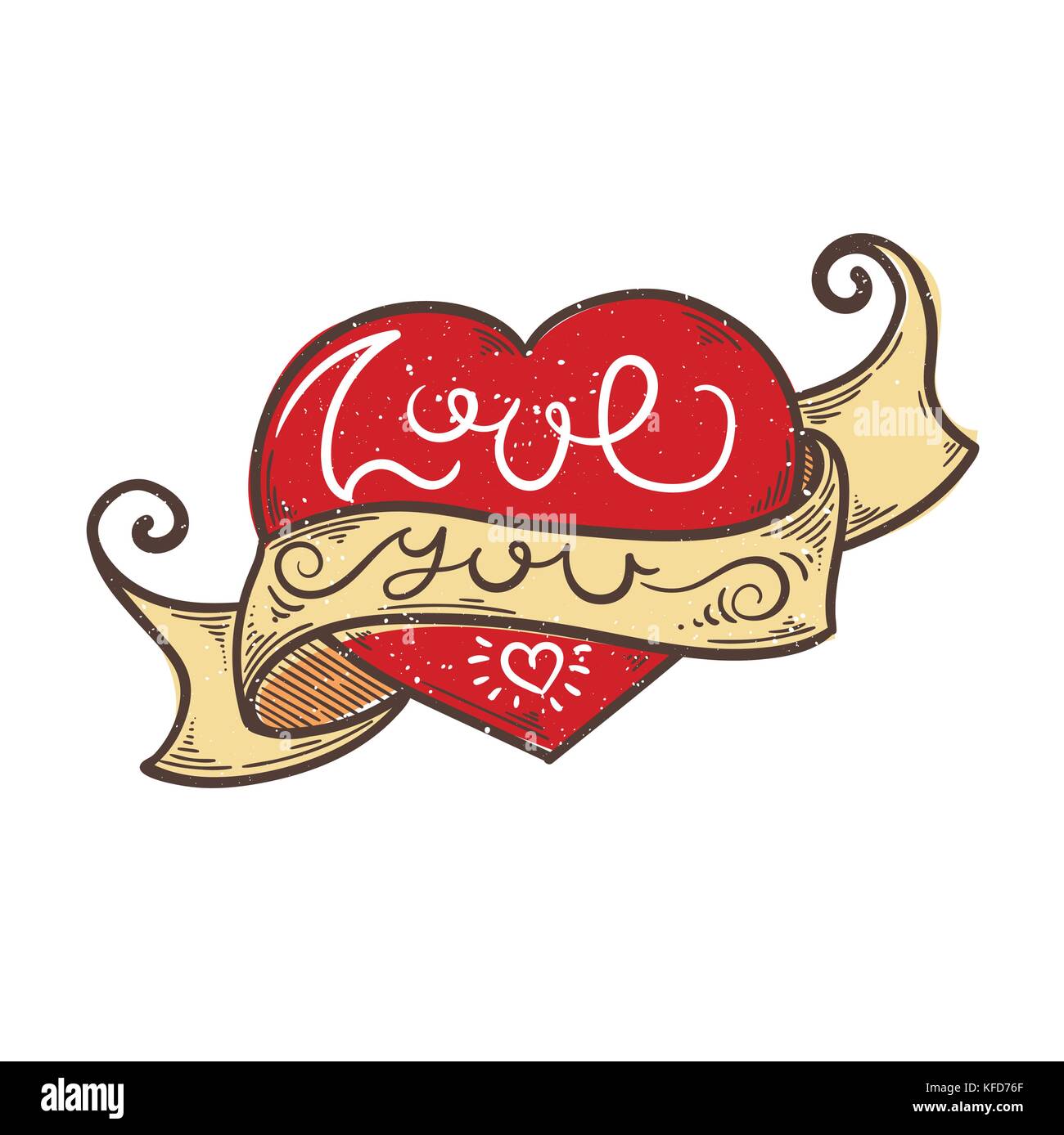 Hand drawn doodle lettering with Love You text. Vector illustration ...