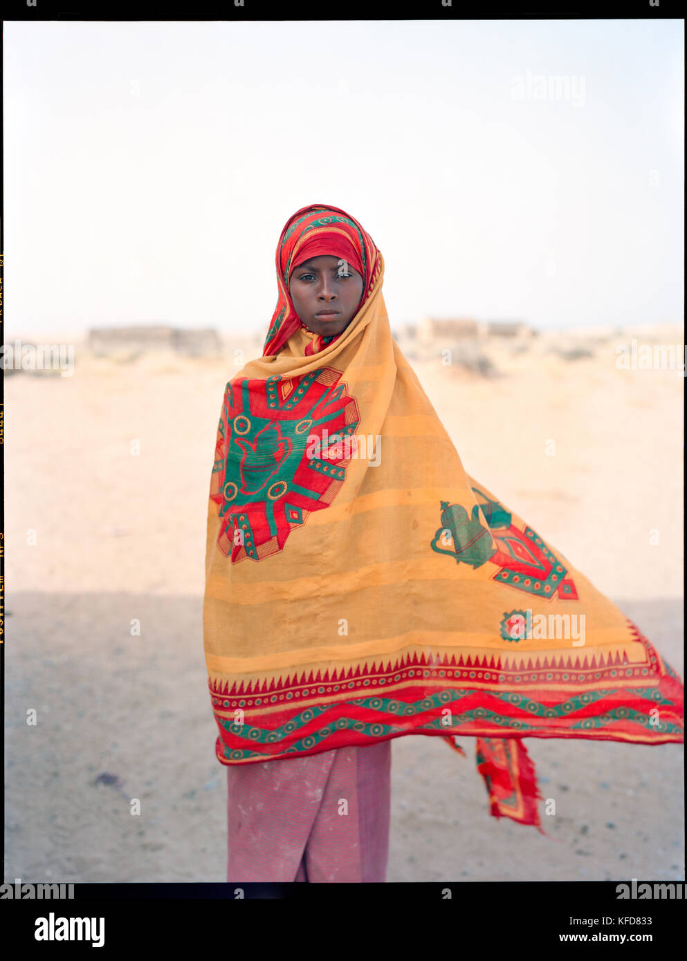ERITREA, Village of Saroita, portrait of an Afar girl outside of her home Stock Photo