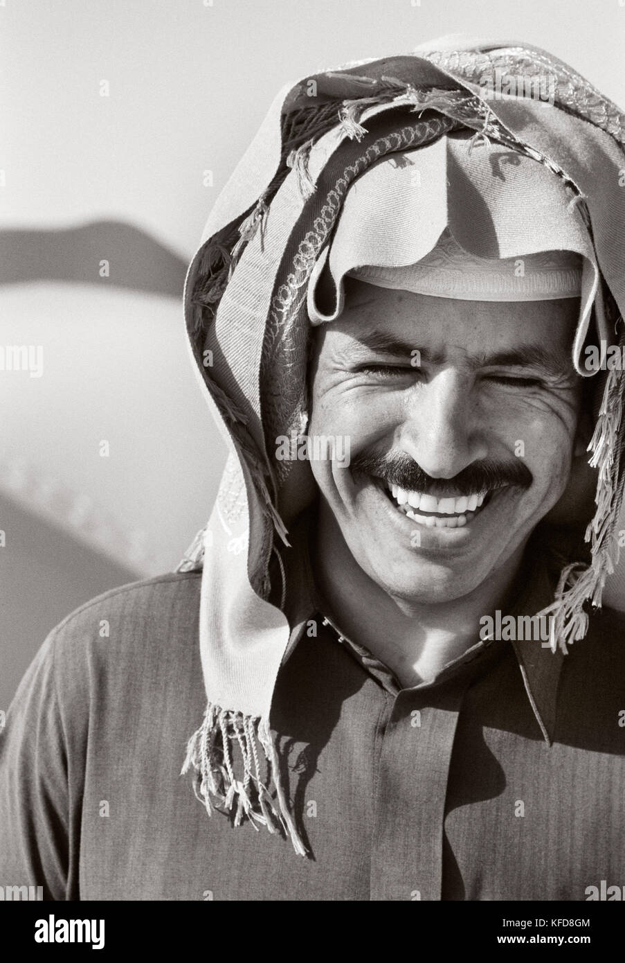 SAUDI ARABIA, smiling Egyptian Bedouin man in traditional clothing, The ...