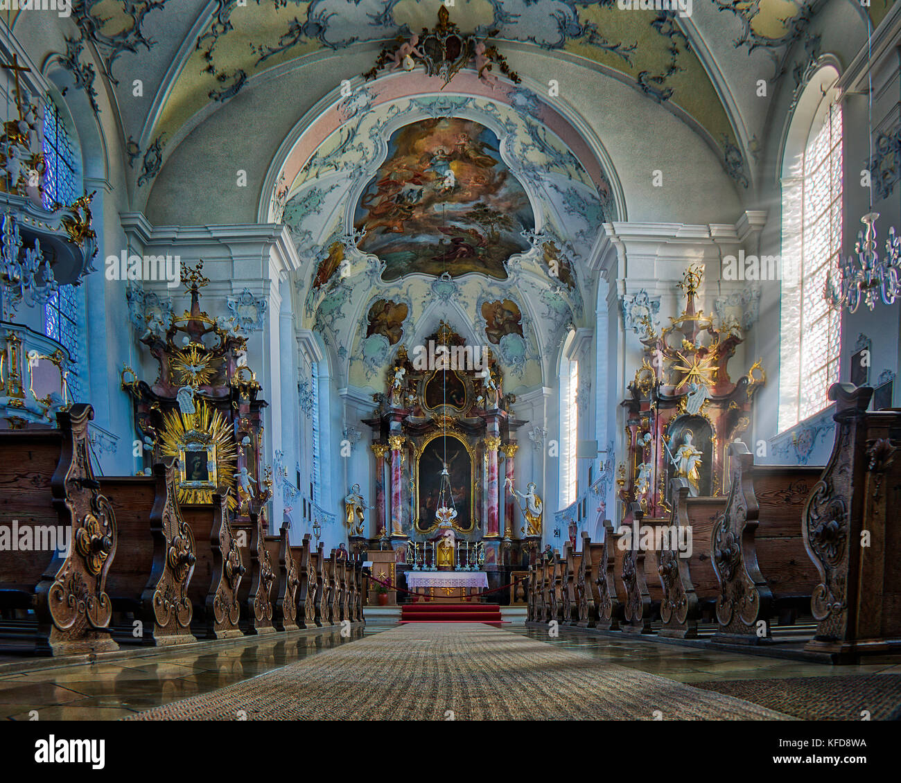 DE - BAVARIA: Interior of the Church at Wessobrunn near Lake Ammersee Stock Photo