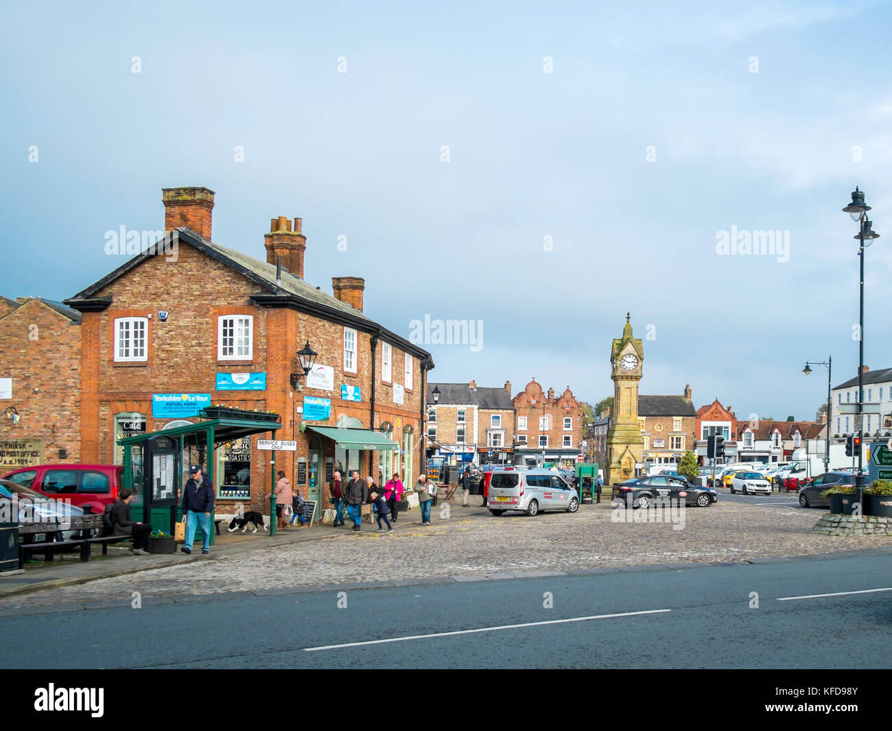 Thirsk Market Place in the town centre on a warm autumn  day Stock Photo