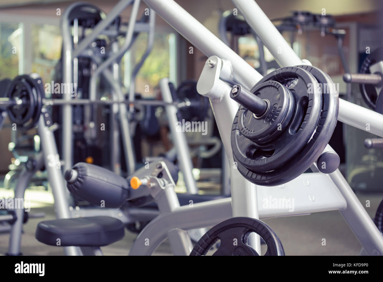 diverse equipment and machines at the gym room Stock Photo Alamy