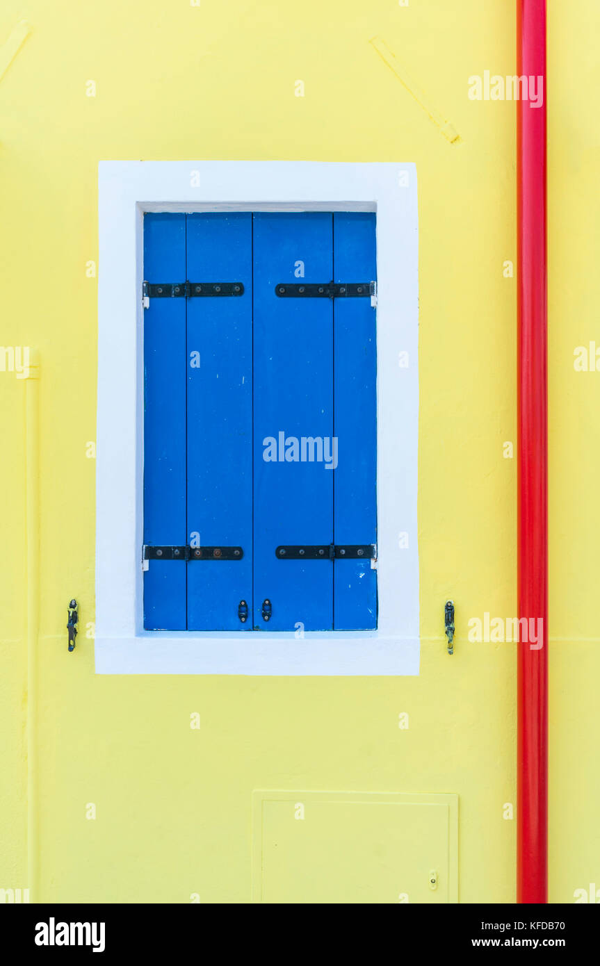 Venice Italy Venice Burano House With Blue Shutters Yellow Walls