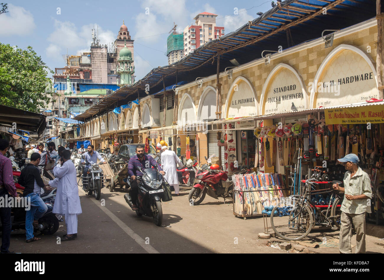 Busy street at Chor bazaar, Mumbai, India Stock Photo