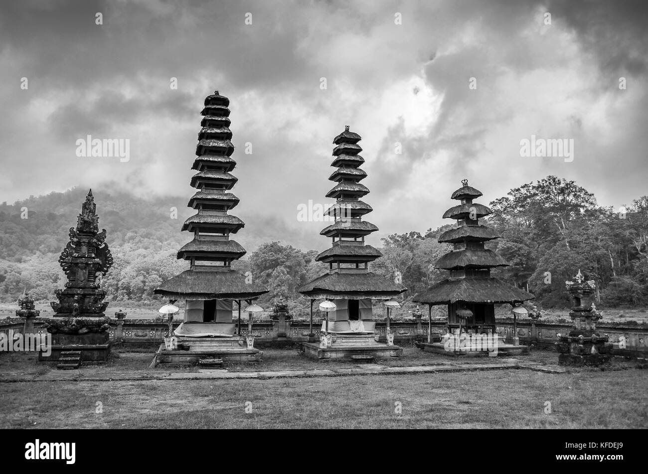 Balinese Hindu Temple, traditional architecture and tall towers with