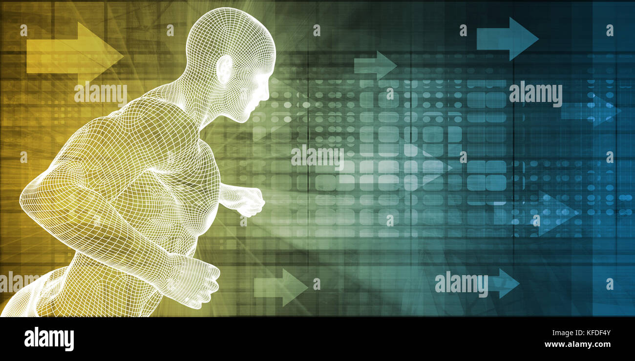 Virtual Trainer for Fitness Exercise Concept as Wallpaper Stock Photo