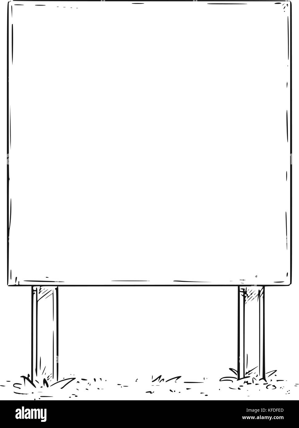 Vector drawing of large empty blank sign billboard board. Stock Vector