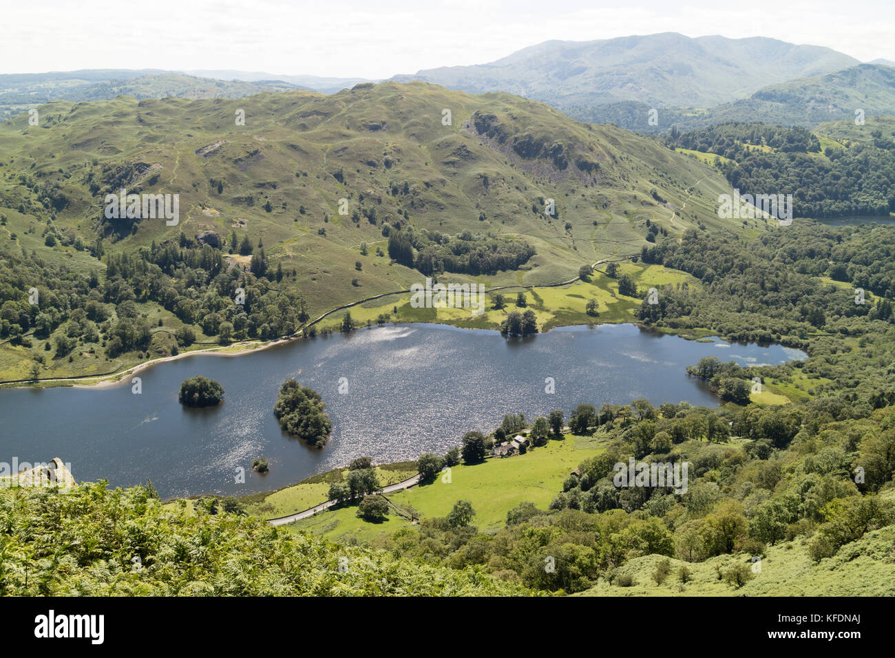 Rydal Water from Nab Scar, Lake District, UK Stock Photo