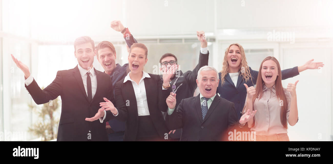 Victory in business. Successful business team in the office Stock Photo ...