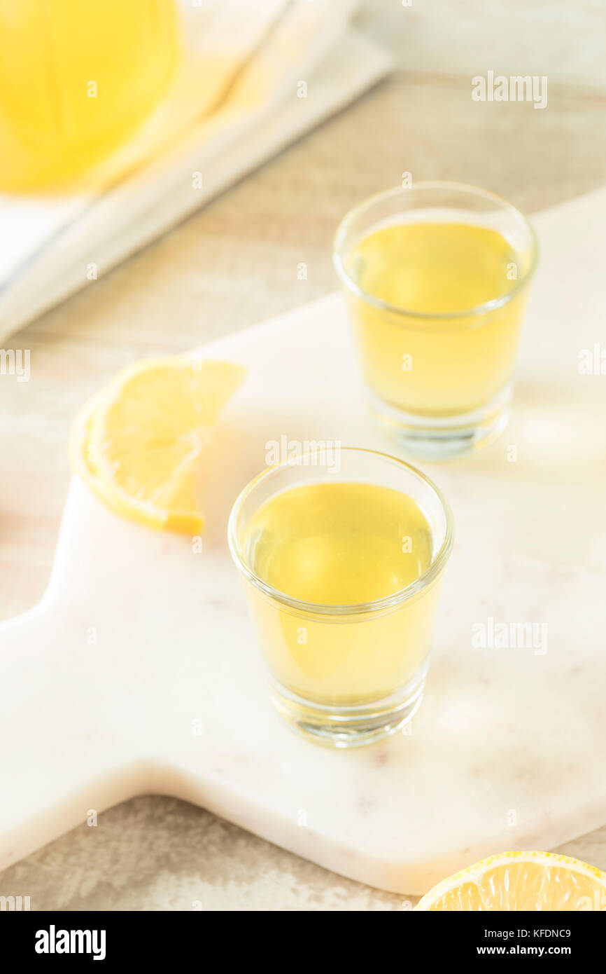 Sweet Homemade Lemon Limoncello in a Glass Stock Photo Alamy