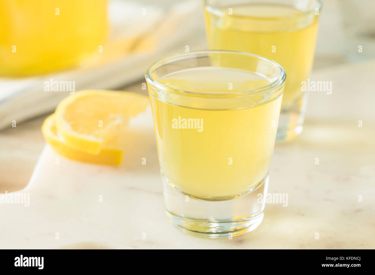 Sweet Homemade Lemon Limoncello in a Glass Stock Photo Alamy