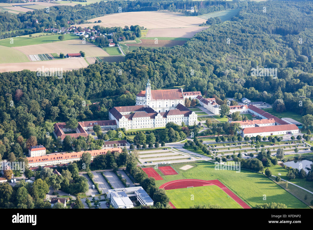aerial view of Fürstenfeld Abbey, Fürstenfeldbruck, Bavaria, Germany Stock Photo