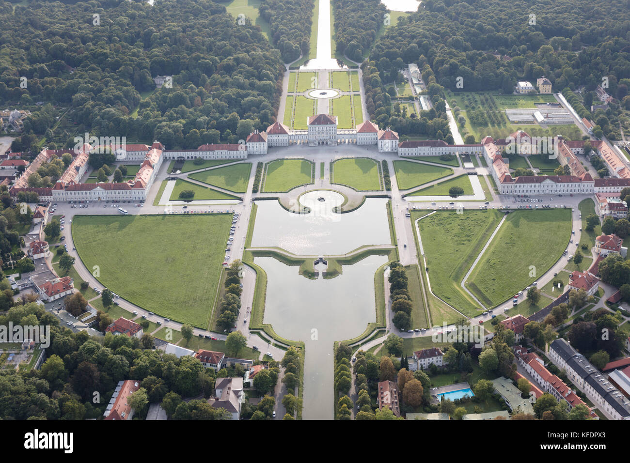 aerial view of Nymphenburg Palace (Schloss Nymphenburg), Munich, Bavaria, Germany Stock Photo